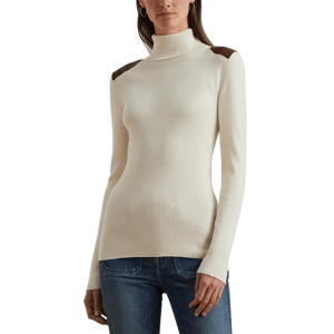 Lauren Ralph Lauren Faux-Leather-Trim Ribbed Turtleneck